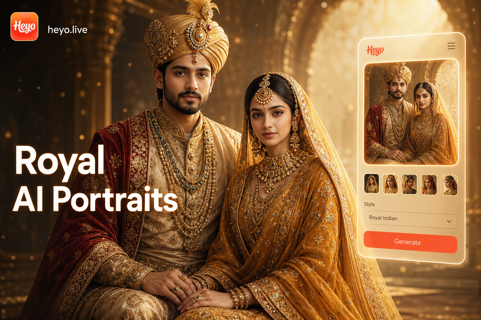 Create Stunning Royal Indian Couple Portraits Instantly