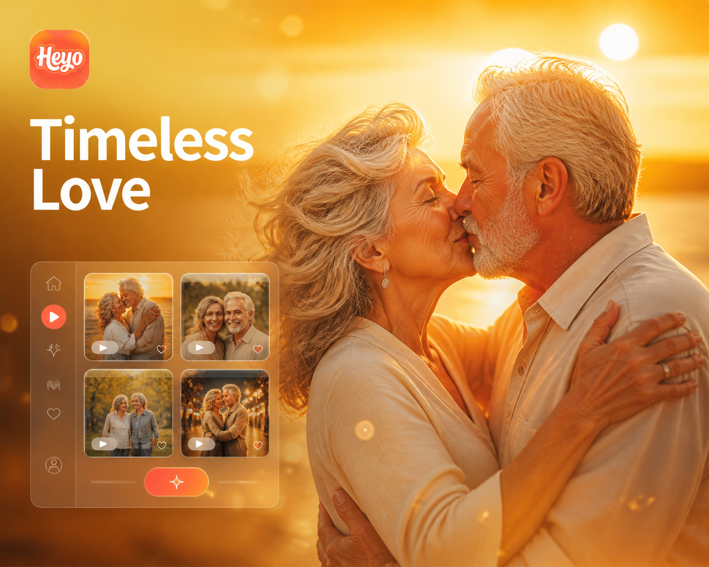 Senior couple kiss animation generated by AI