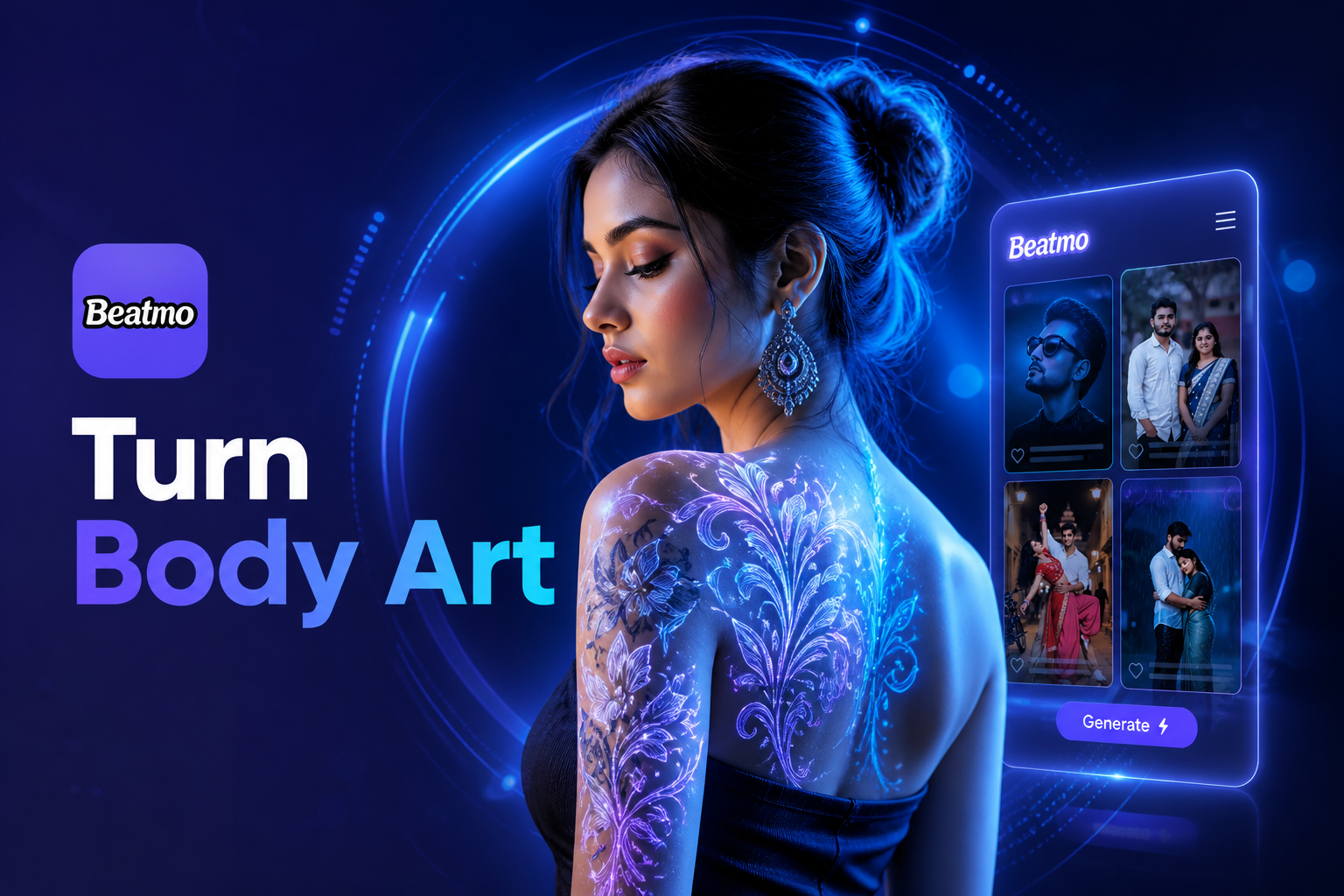 Elegantes Body-Art-Portrait im Umwandlungsstil