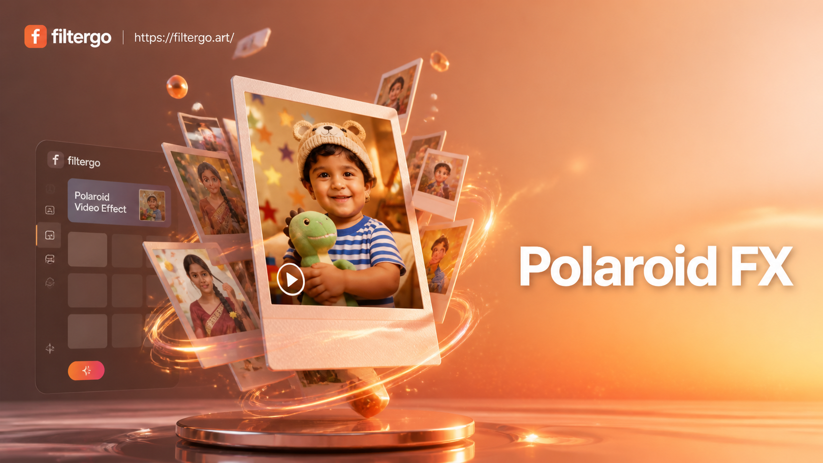 Ejemplo de transformación con efecto de vídeo Polaroid 3D con IA