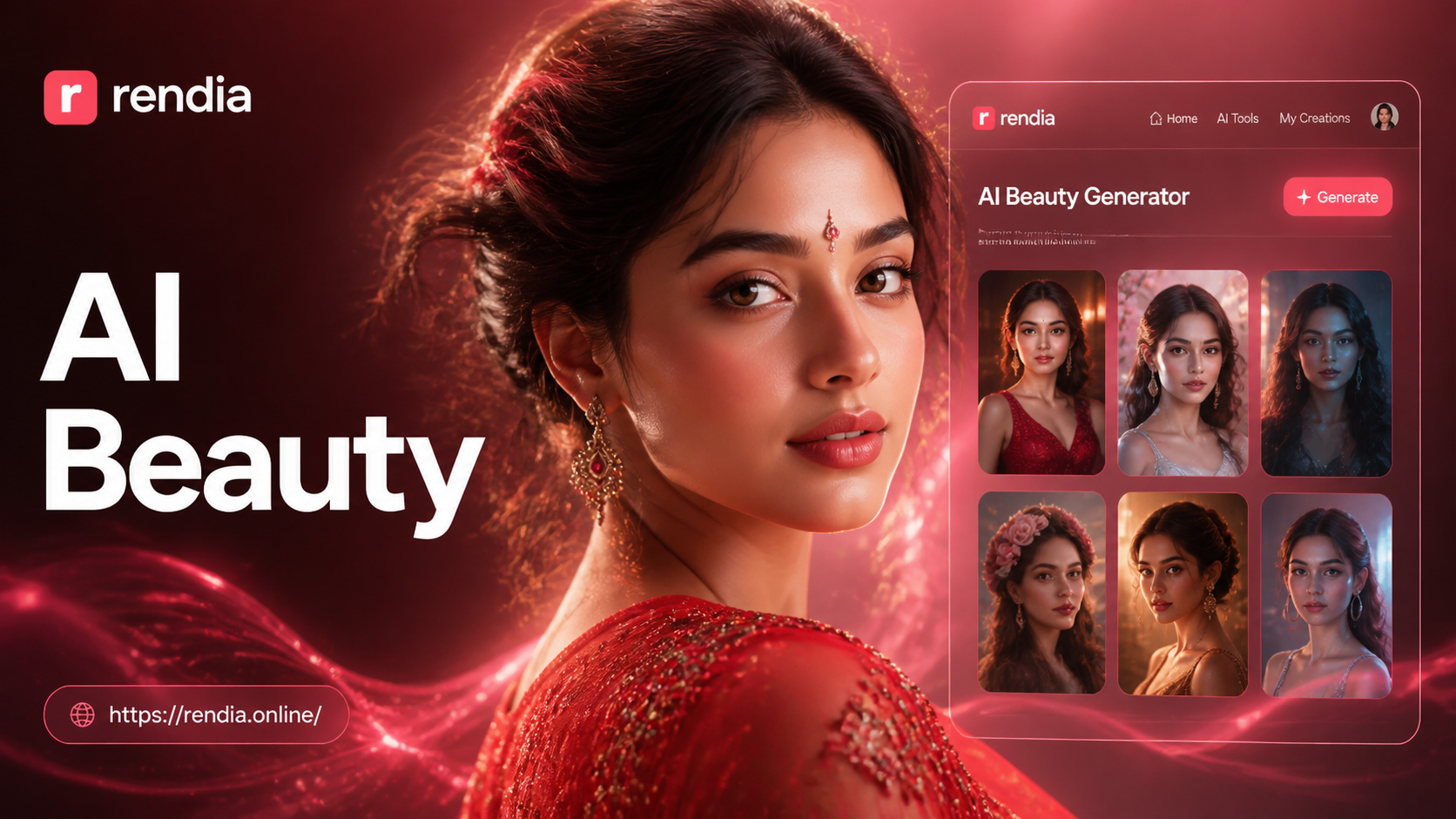 AI generated beautiful woman portrait transformation example