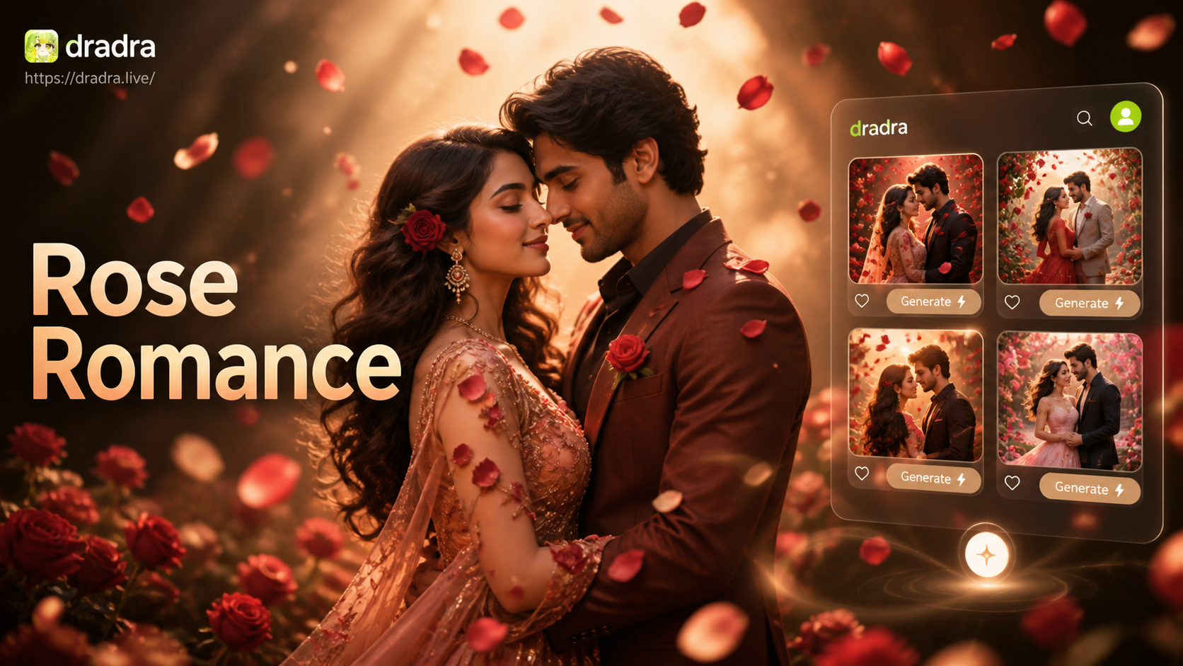 AI Rose Petal Couple Photoshoot Magic | Create Instantly