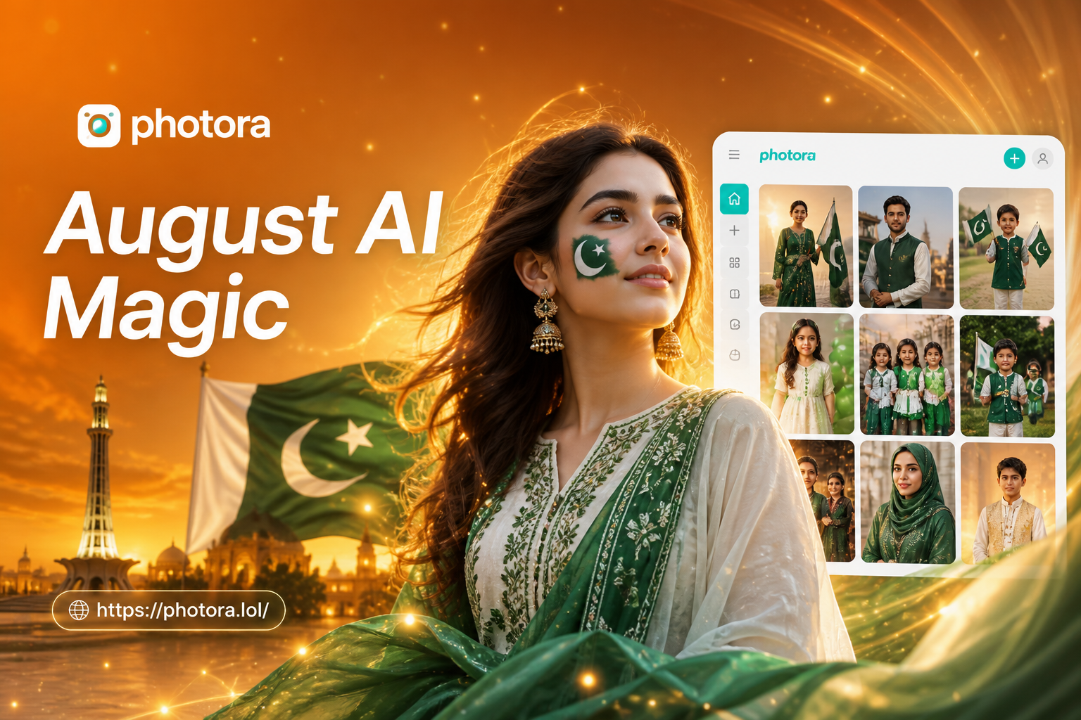 Pakistanischer KI-Foto-Maker: Erstelle atemberaubende 14 August Bilder