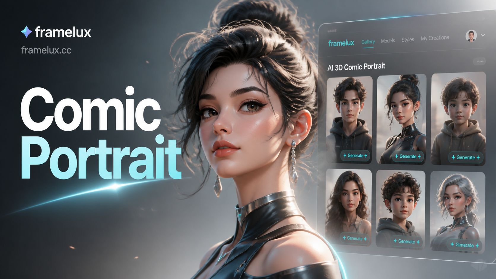 3D comic portrait transformation example