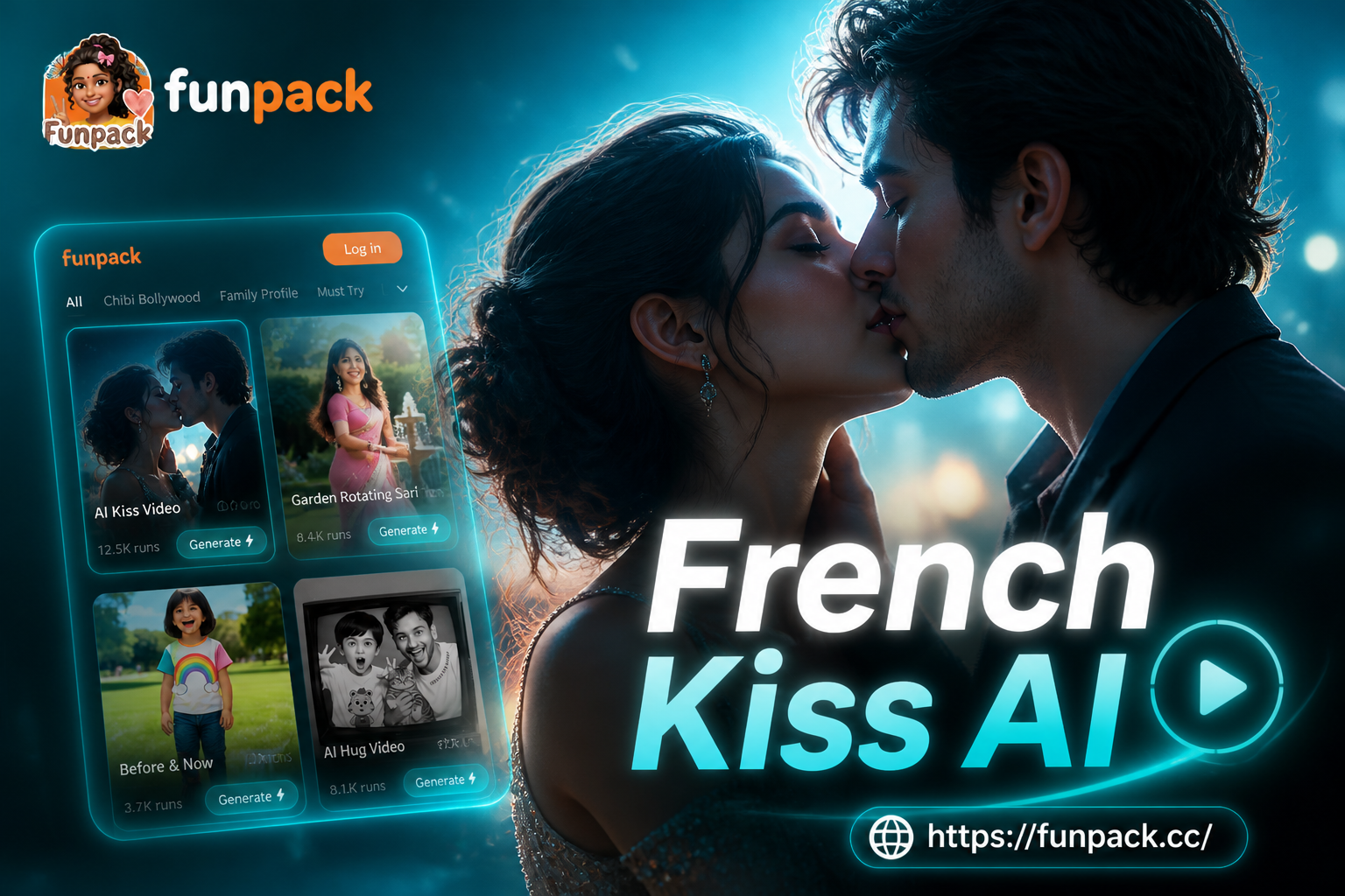 AI French-Kiss-Video-Beispiel zeigt eine realistische animierte Kuss-Szene