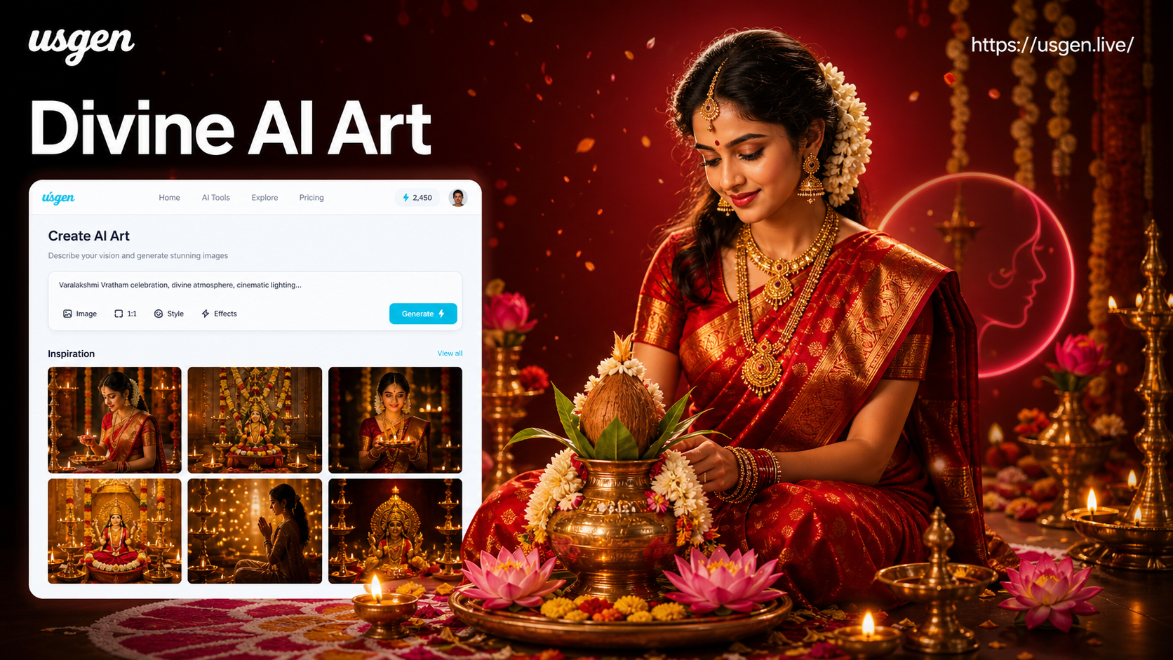 Exemplo de retrato AI para Varalakshmi Vratham