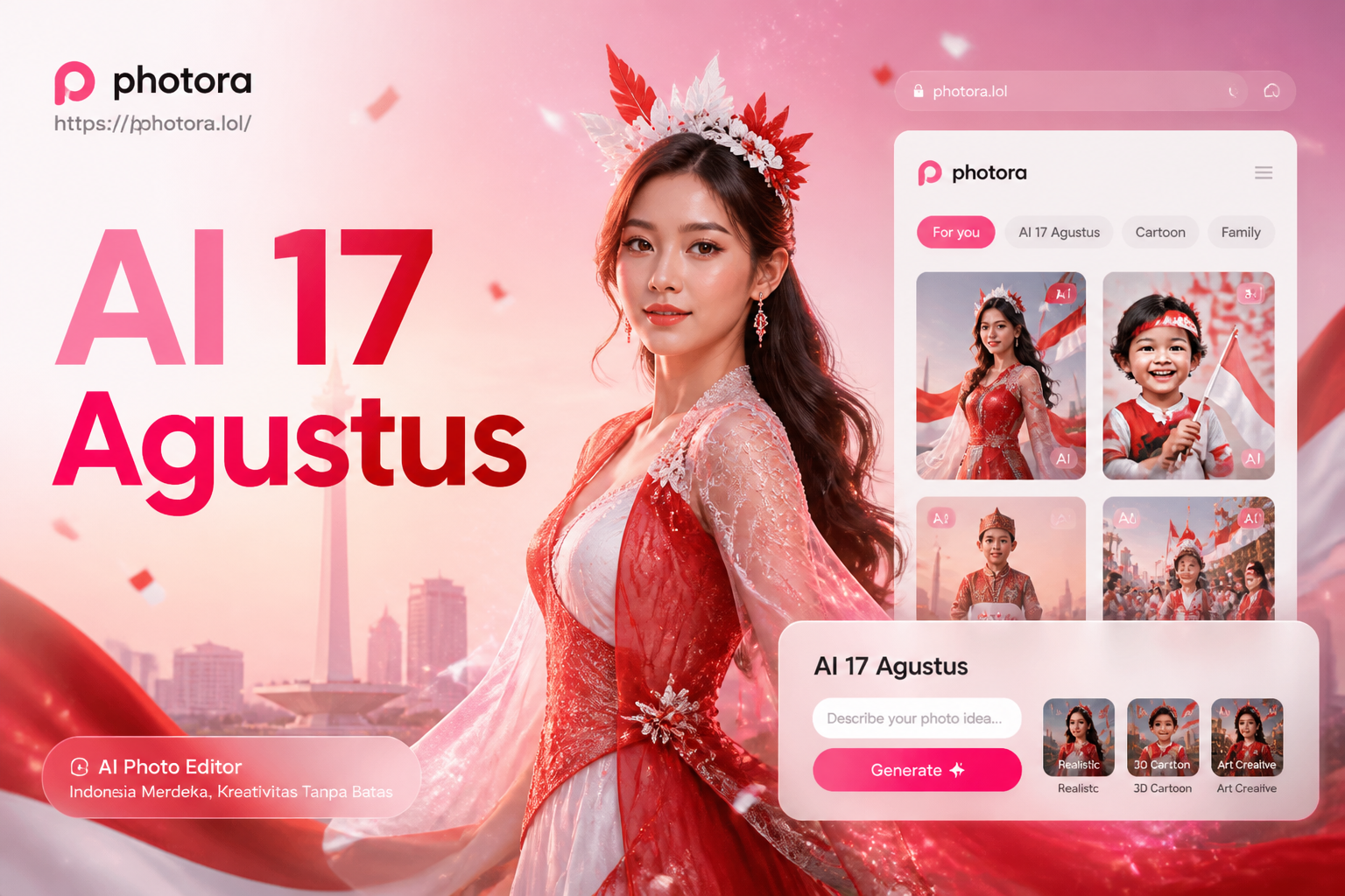 Feiere Indonesiens Unabhängigkeitstag mit KI-Foto-Magie