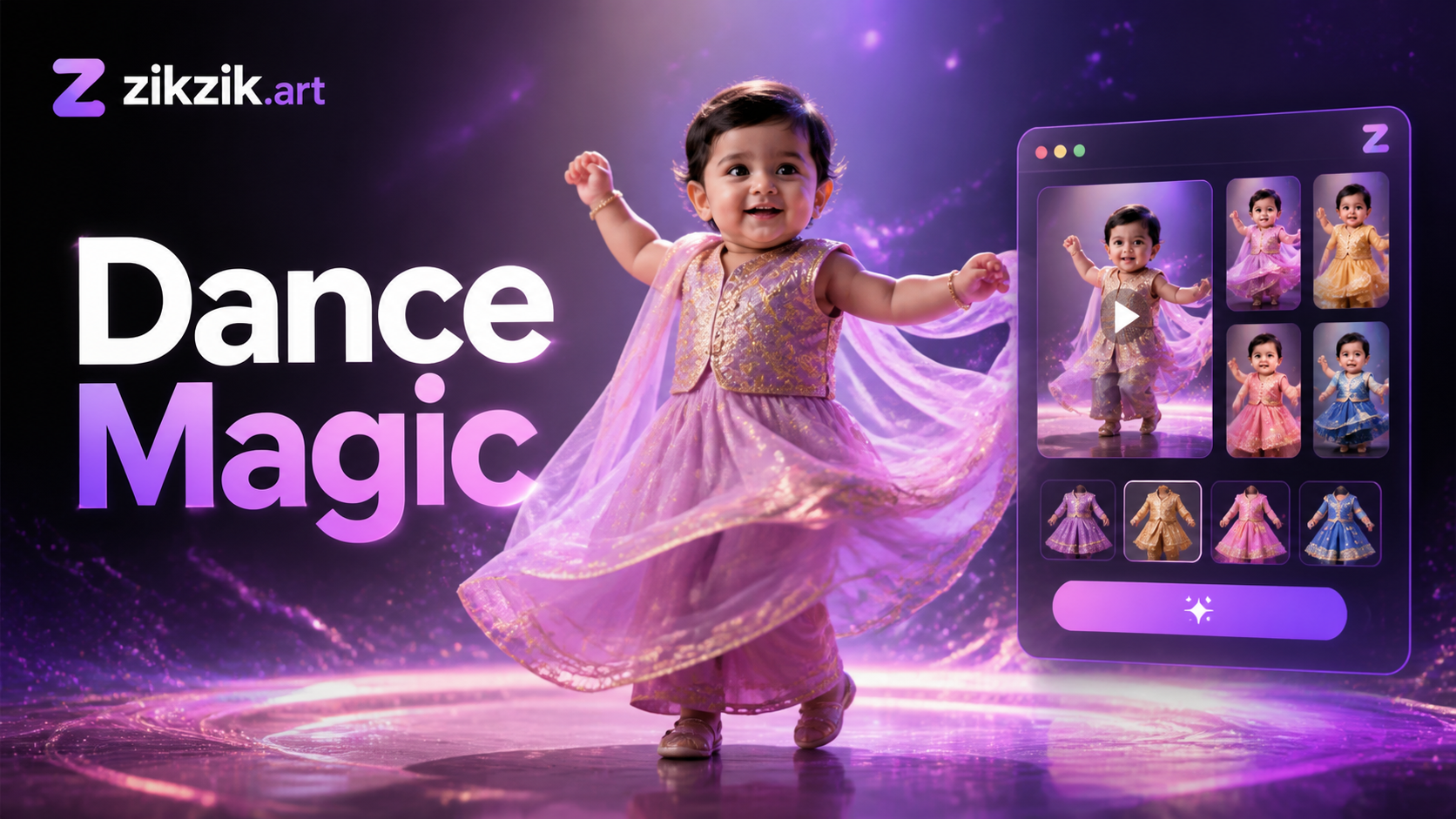 Baby wearing a fairy costume and dancing