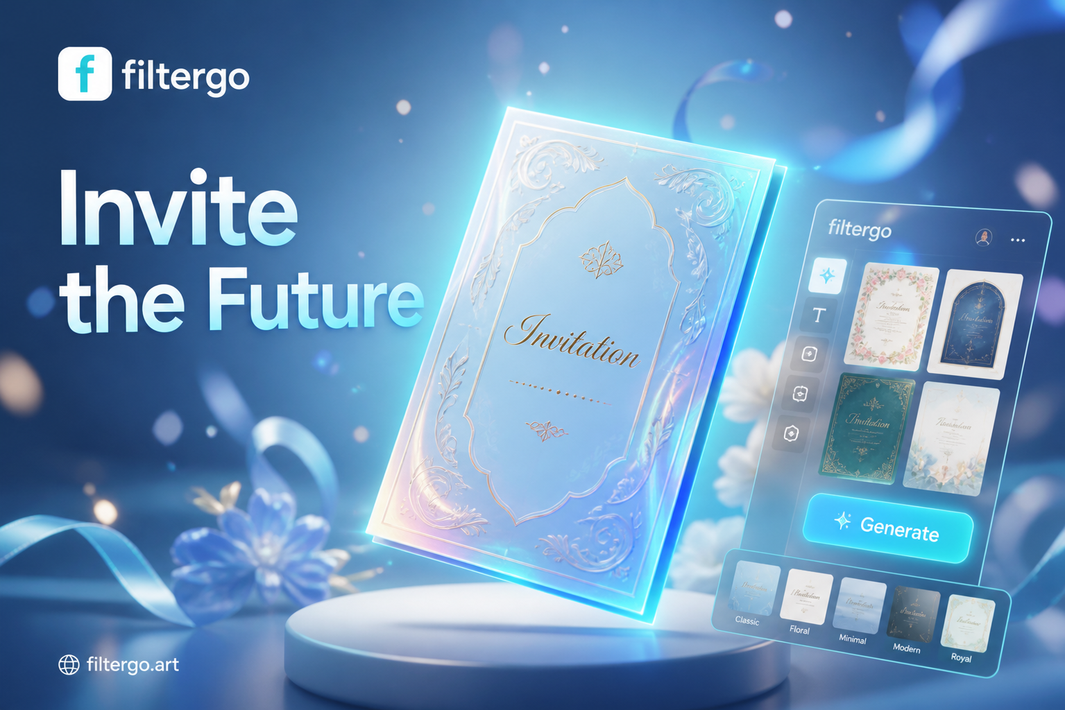 AI designed elegant wedding invitation card