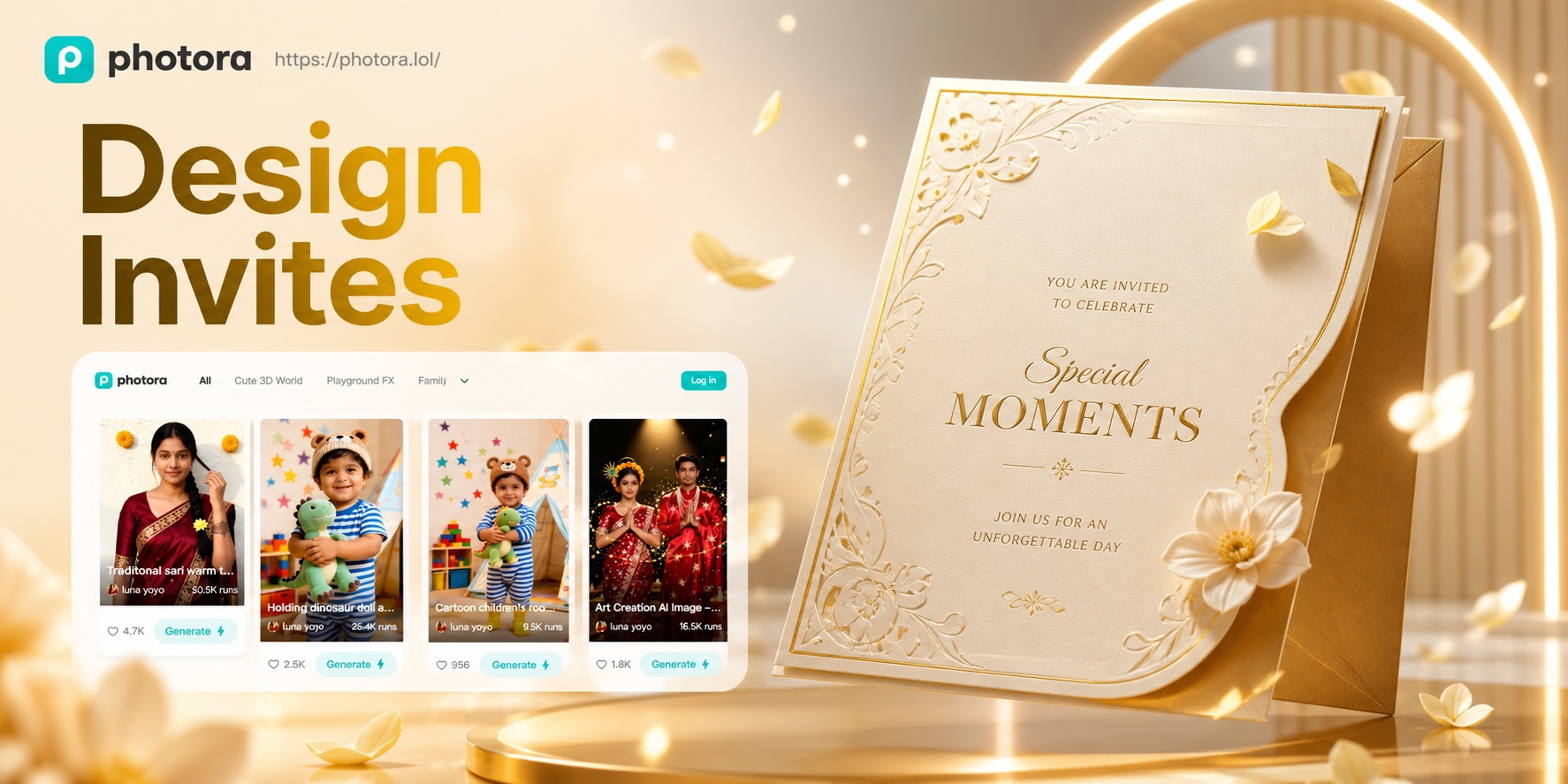 AI generated elegant wedding invitation card design