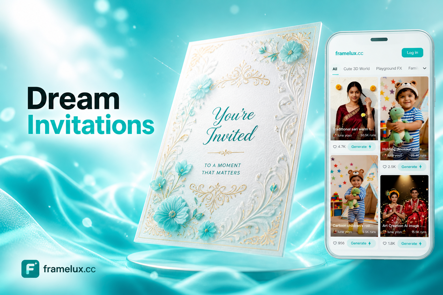 AI generated elegant floral wedding invitation card design