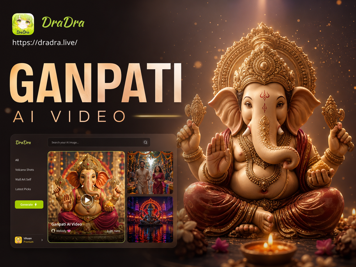 AI animated Ganpati video example with light effects