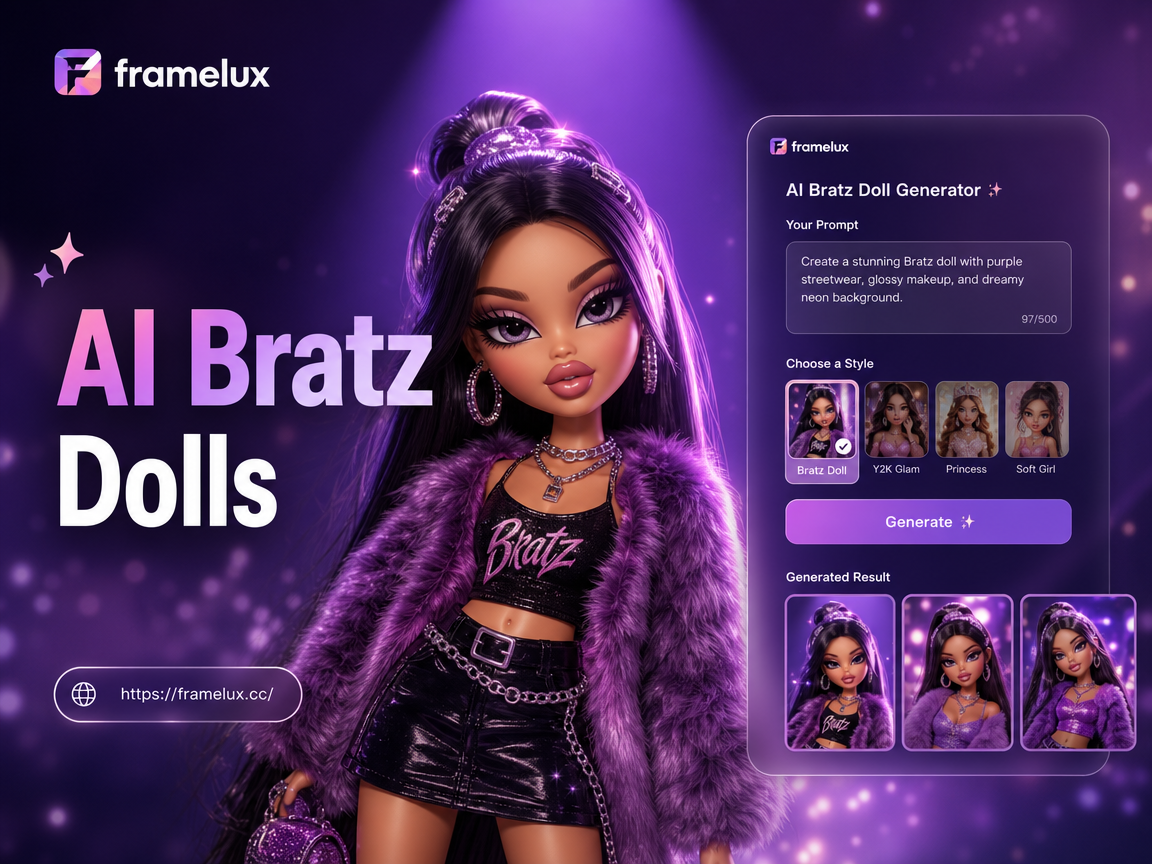 AI generated Bratz doll with glamorous makeup