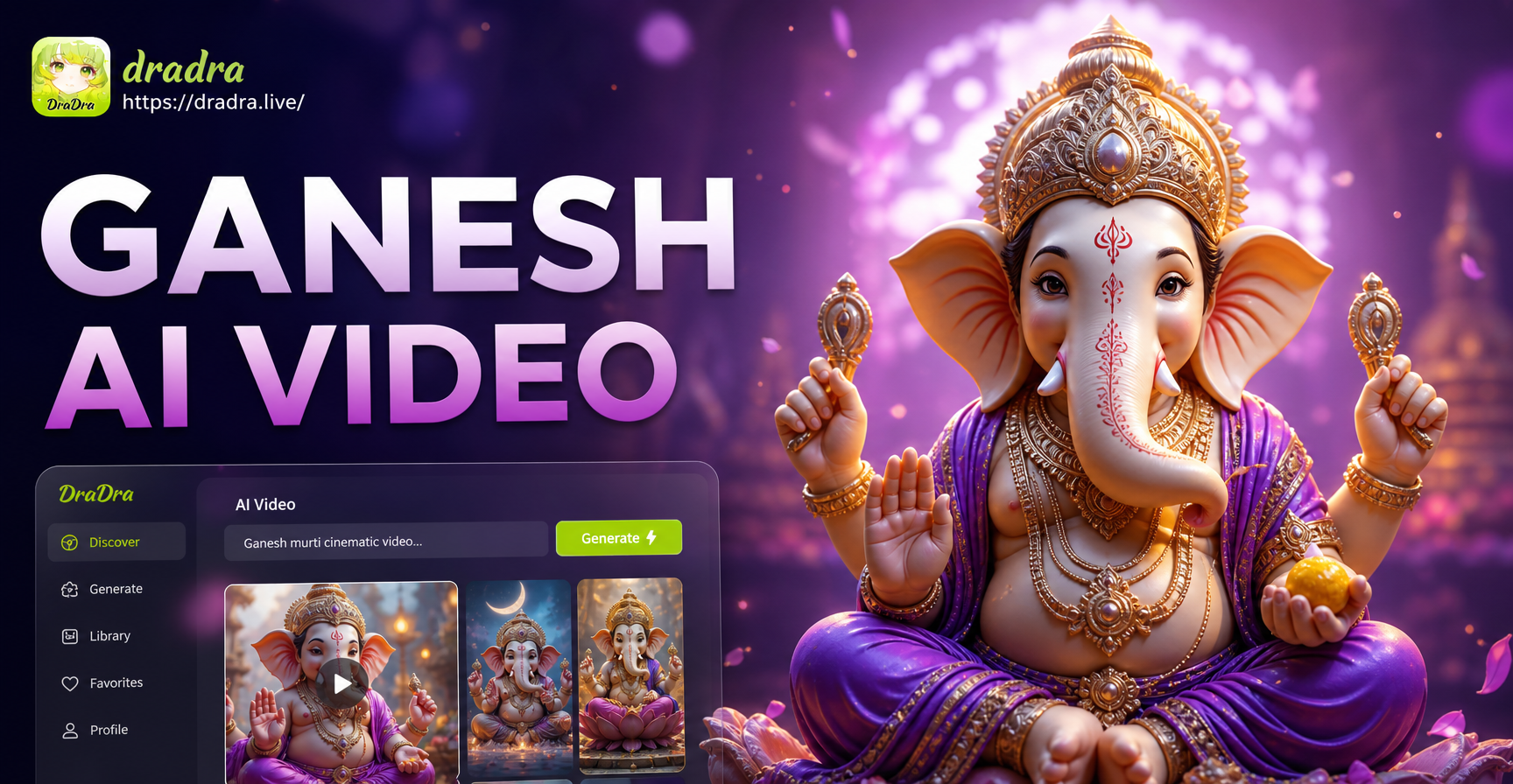 AI Ganesh murti video animation