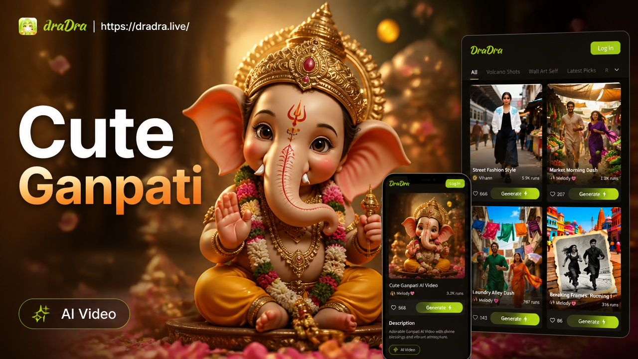 Cute AI animated Lord Ganesha video