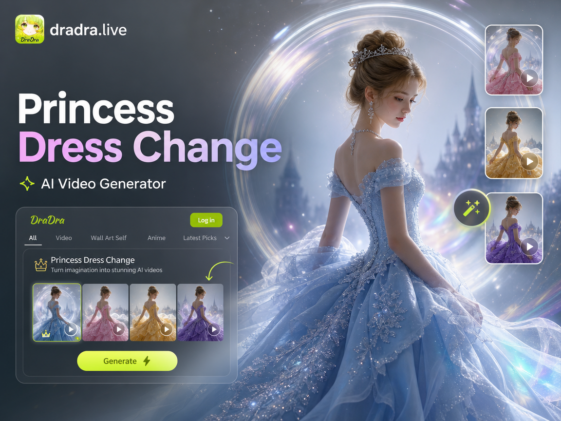 AI Princess Transformation Video from Modern Dress to Gown