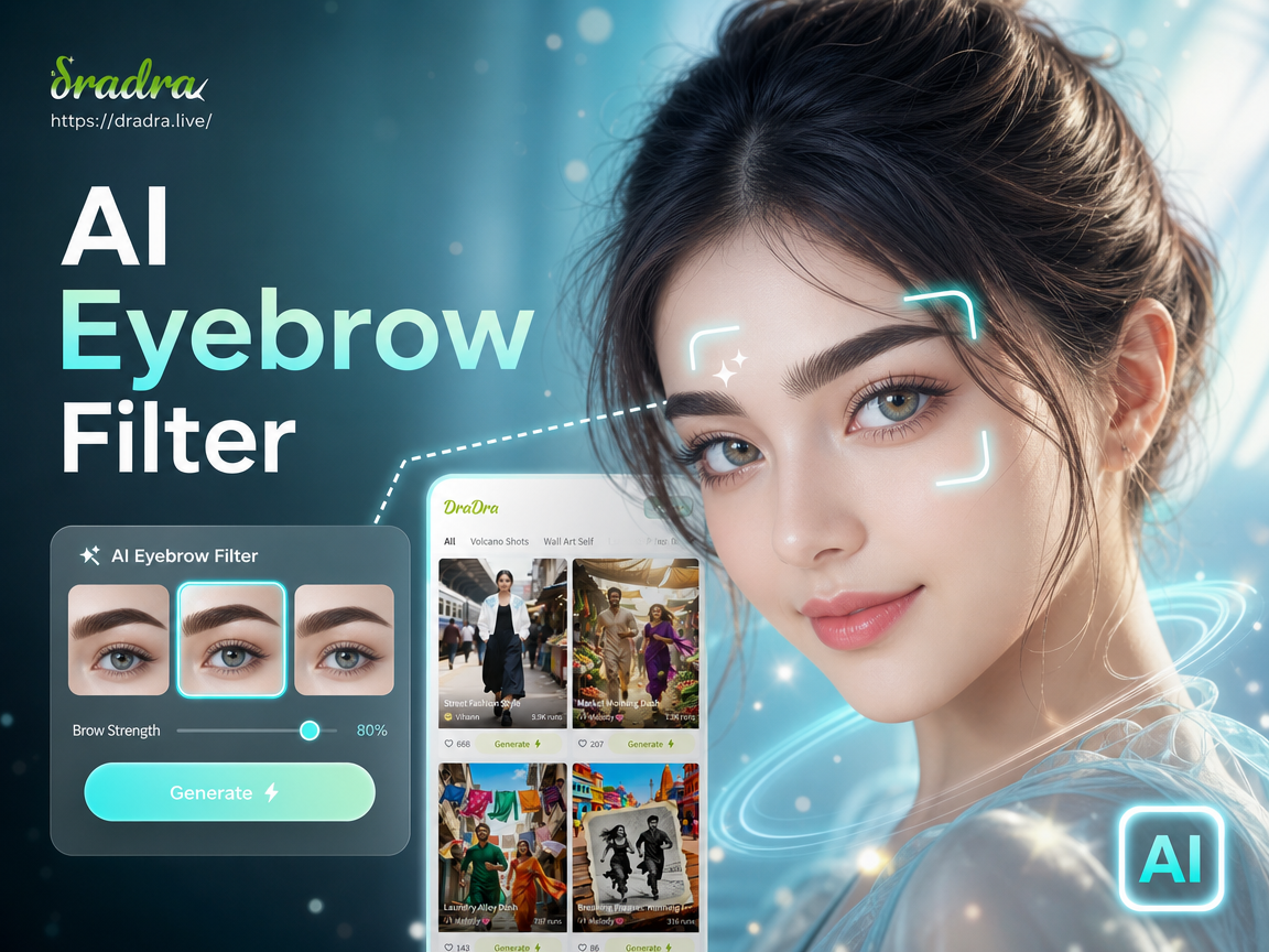 AI eyebrow filter before and after natural style