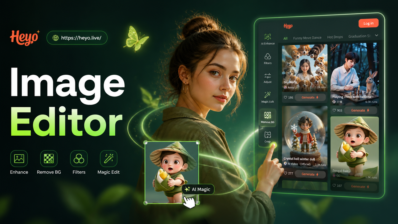 Image editor interface showcasing before and after transformation