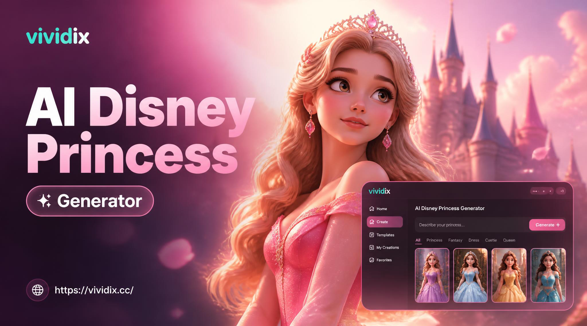 KI-gestützte Disney-Prinzessinnen-Verwandlungsbeispiel