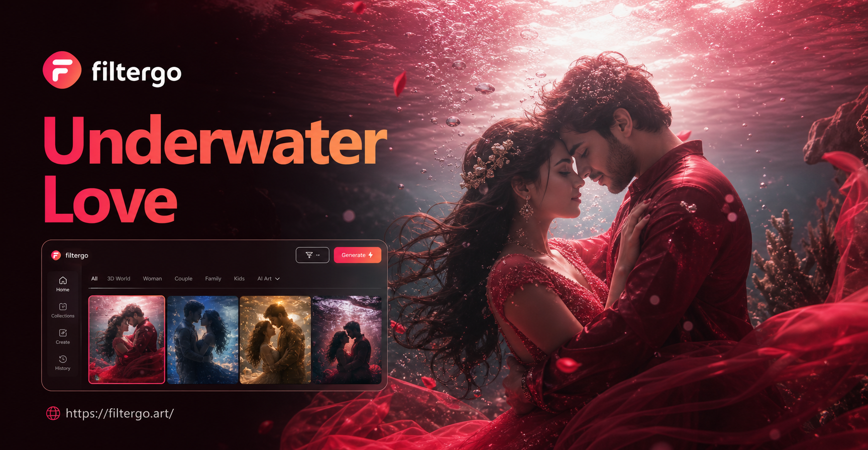 Create Magical Underwater Couple Portraits Instantly