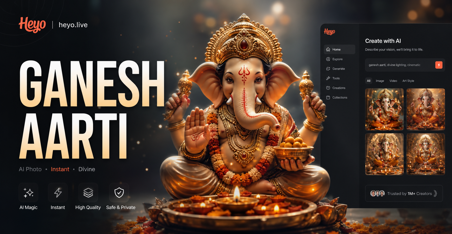 AI Ganesh Aarti Photo Creation & Divine Art Generator