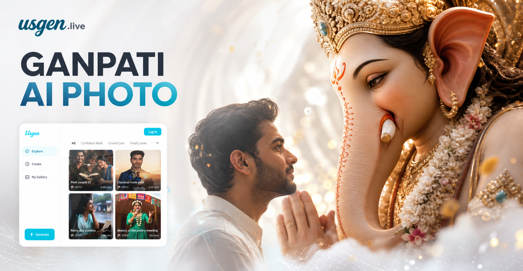 AI Ganpati face to face photo example