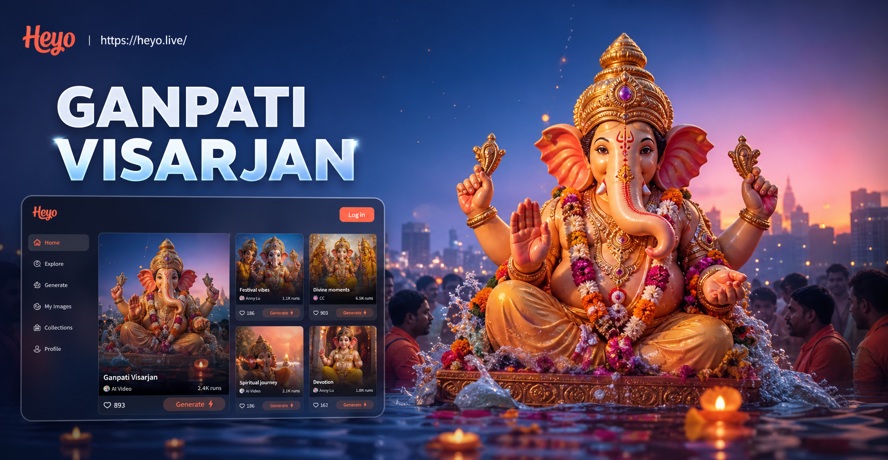 Ganpati Visarjan photo transformed into celestial AI art