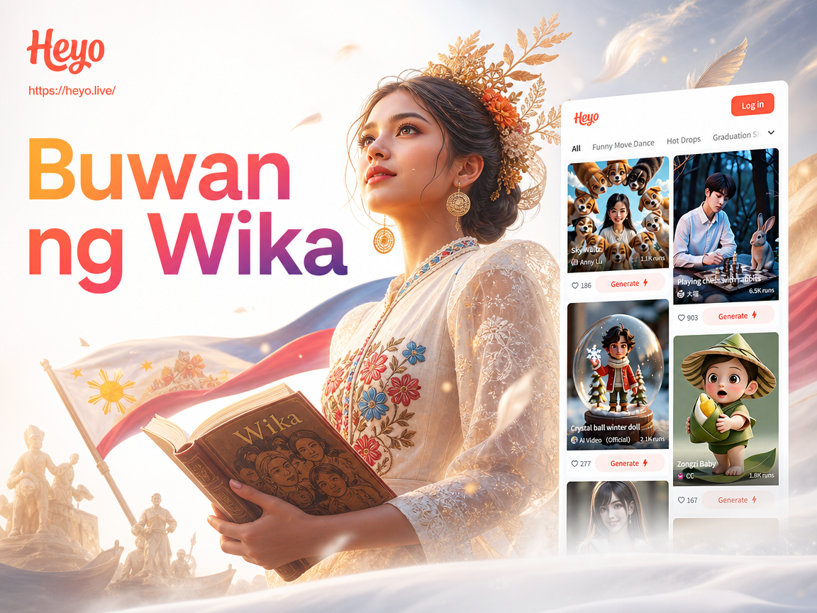 AI generated Buwan ng Wika poster with flag and baybayin script