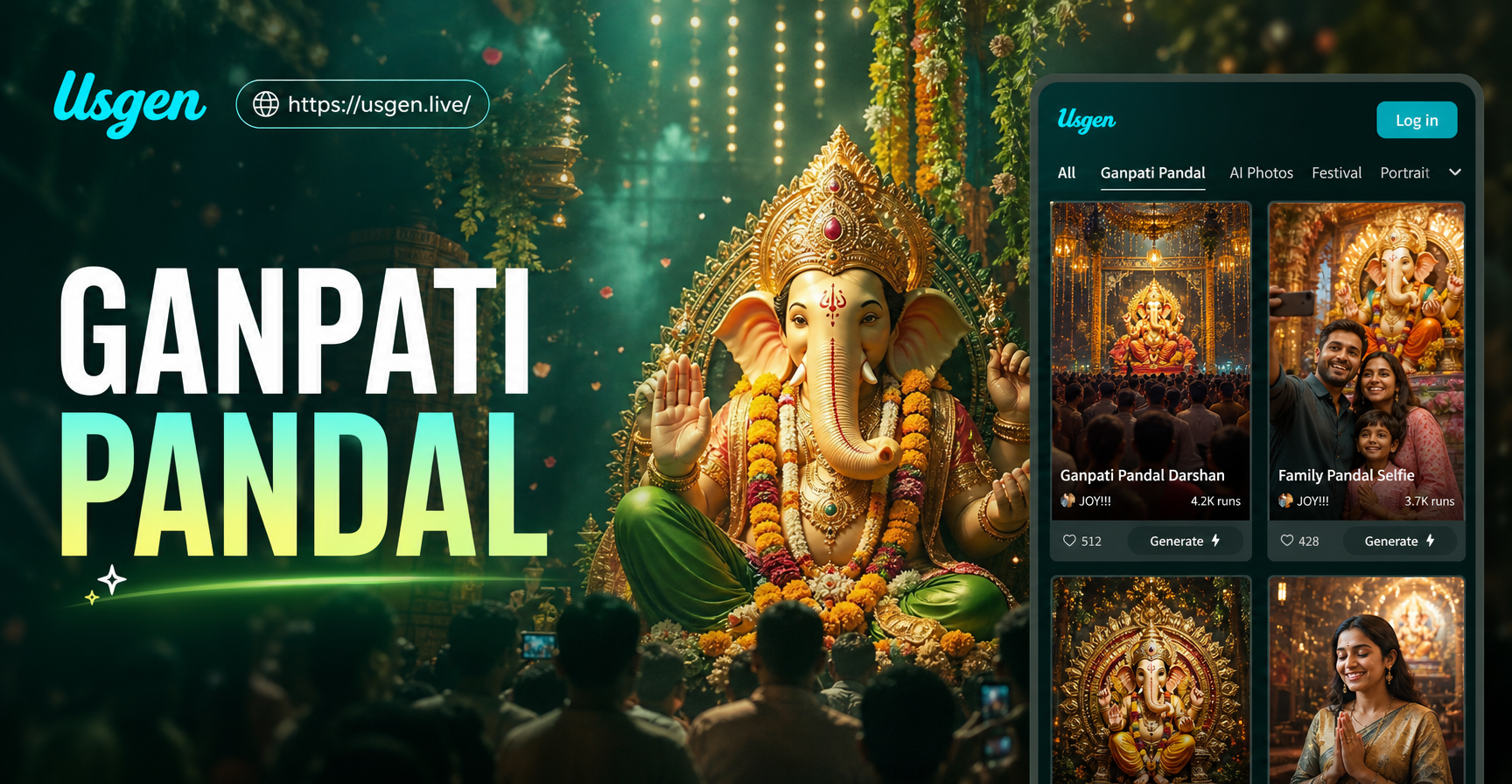 AI generated Ganpati Pandal Darshan photo