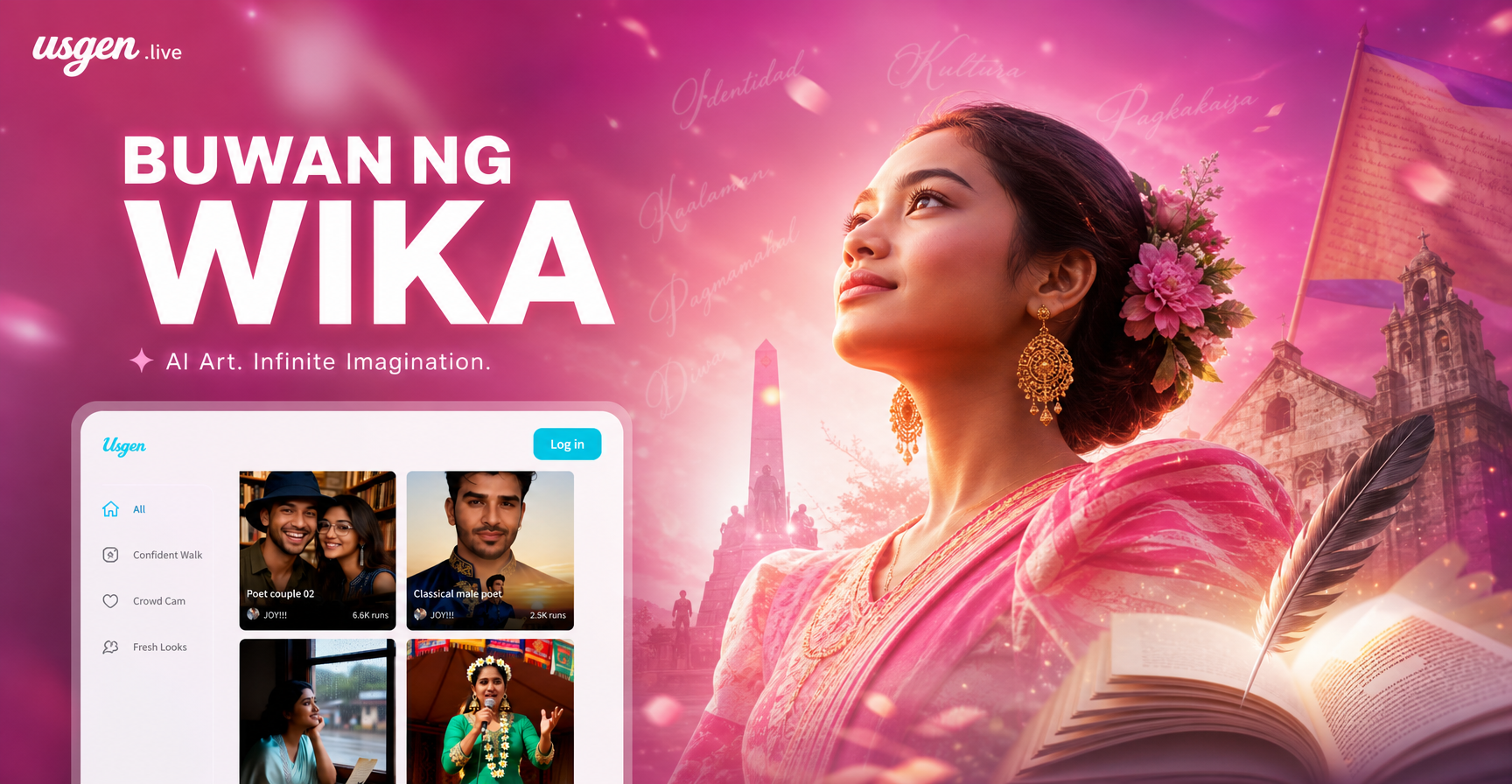 AI generated Buwan ng Wika infographic with Filipino cultural elements