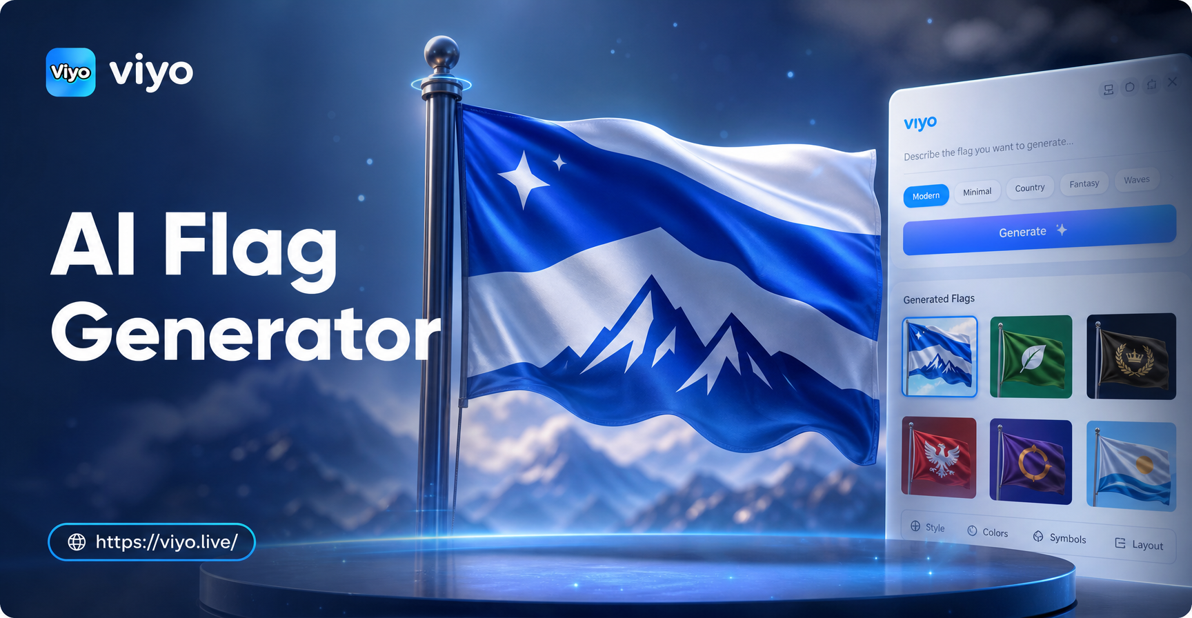 AI Flag Generator showcasing custom flag designs