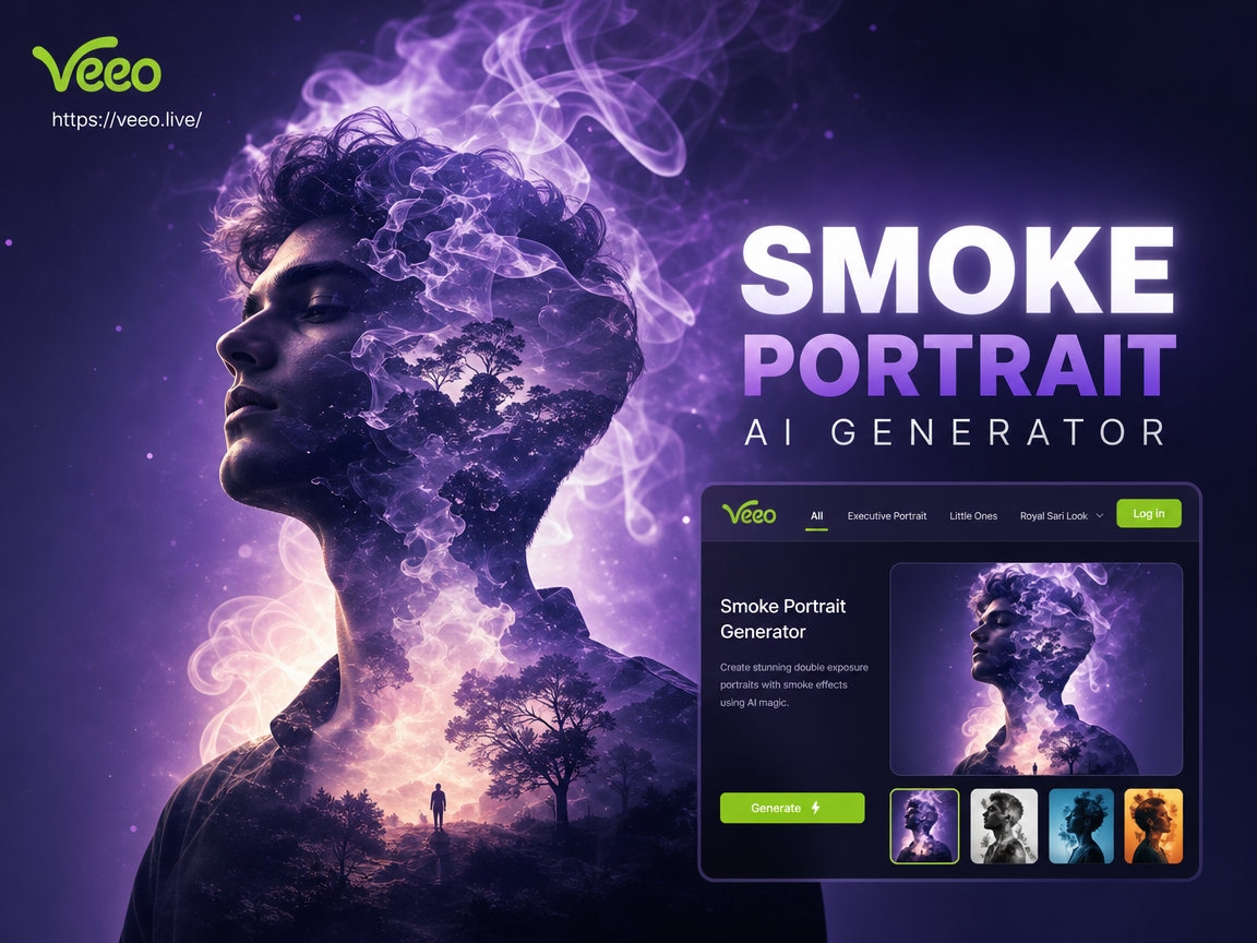 ejemplo de arte de retrato de doble exposición con humo