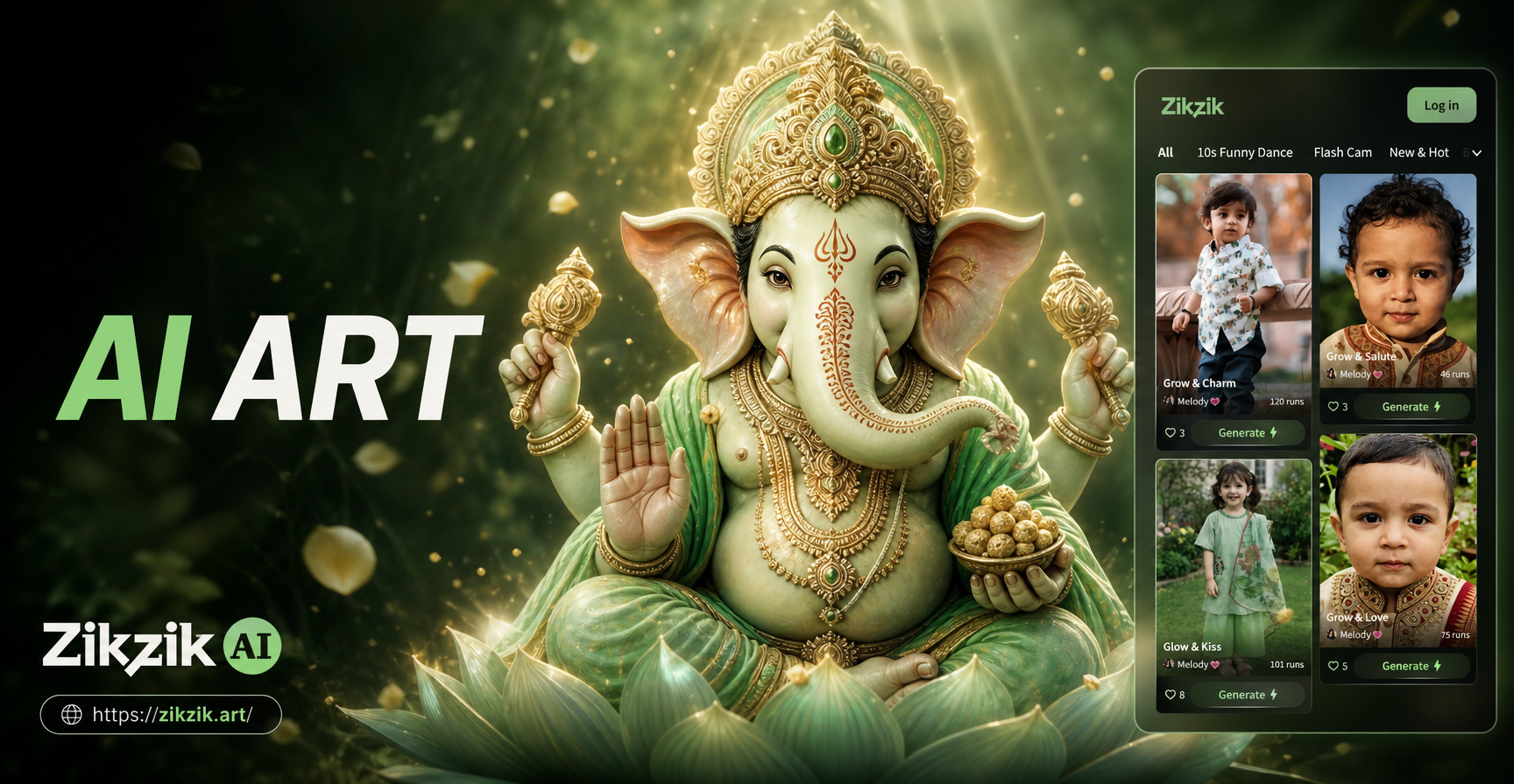 AI generated photo of Ganesh Ji in traditional style