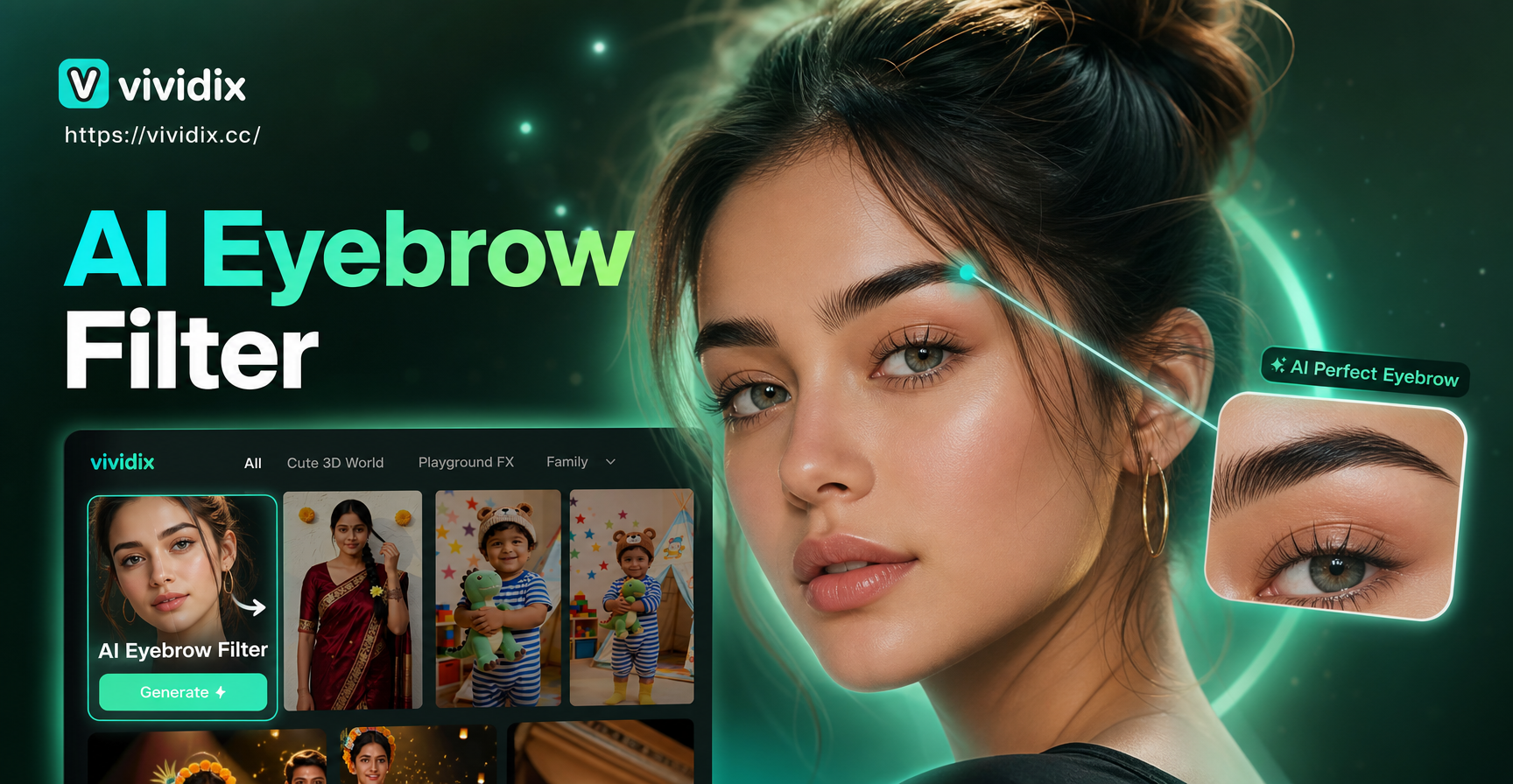 AI eyebrow filter before and after transformation example