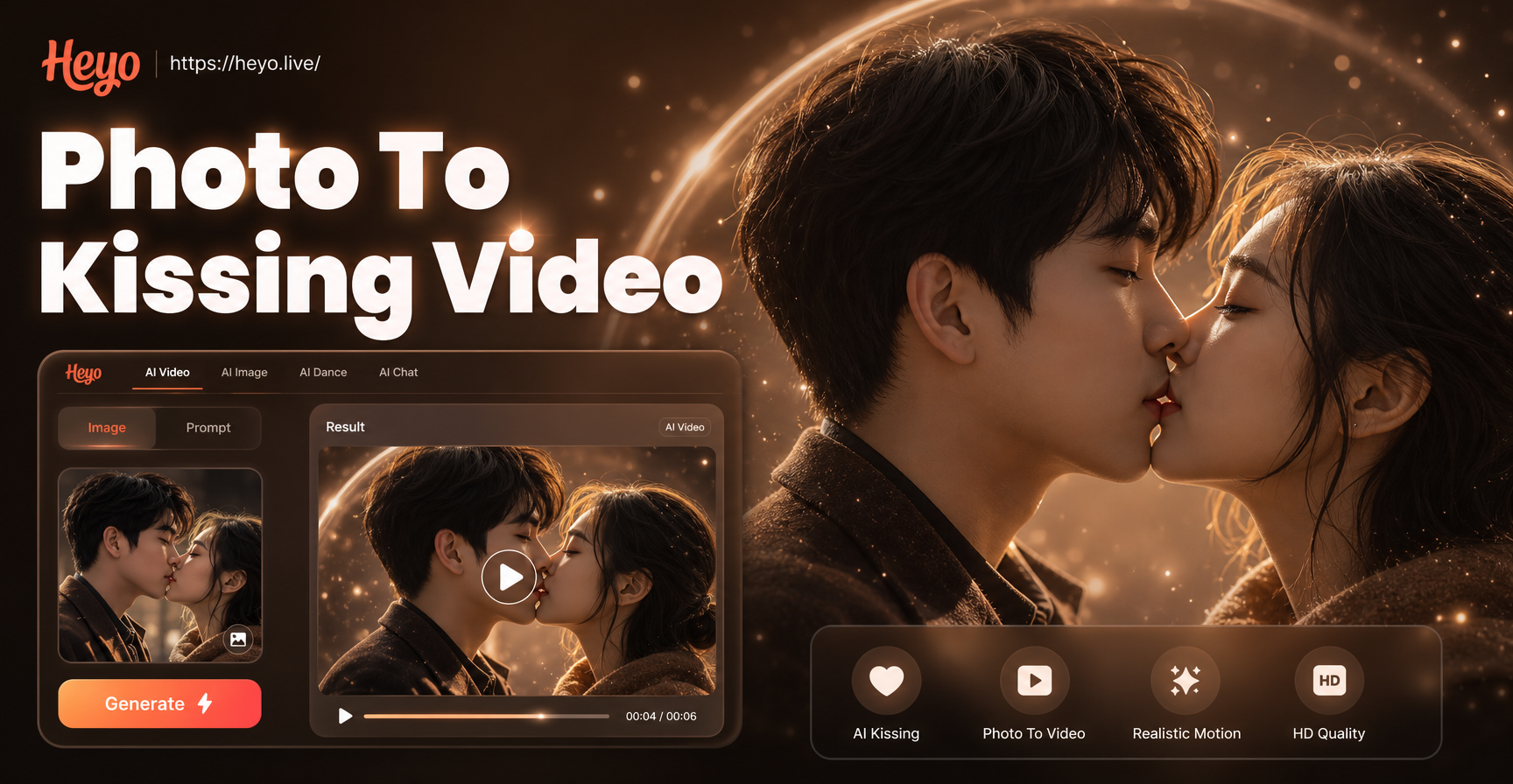 AI Kissing Video animation from a photo