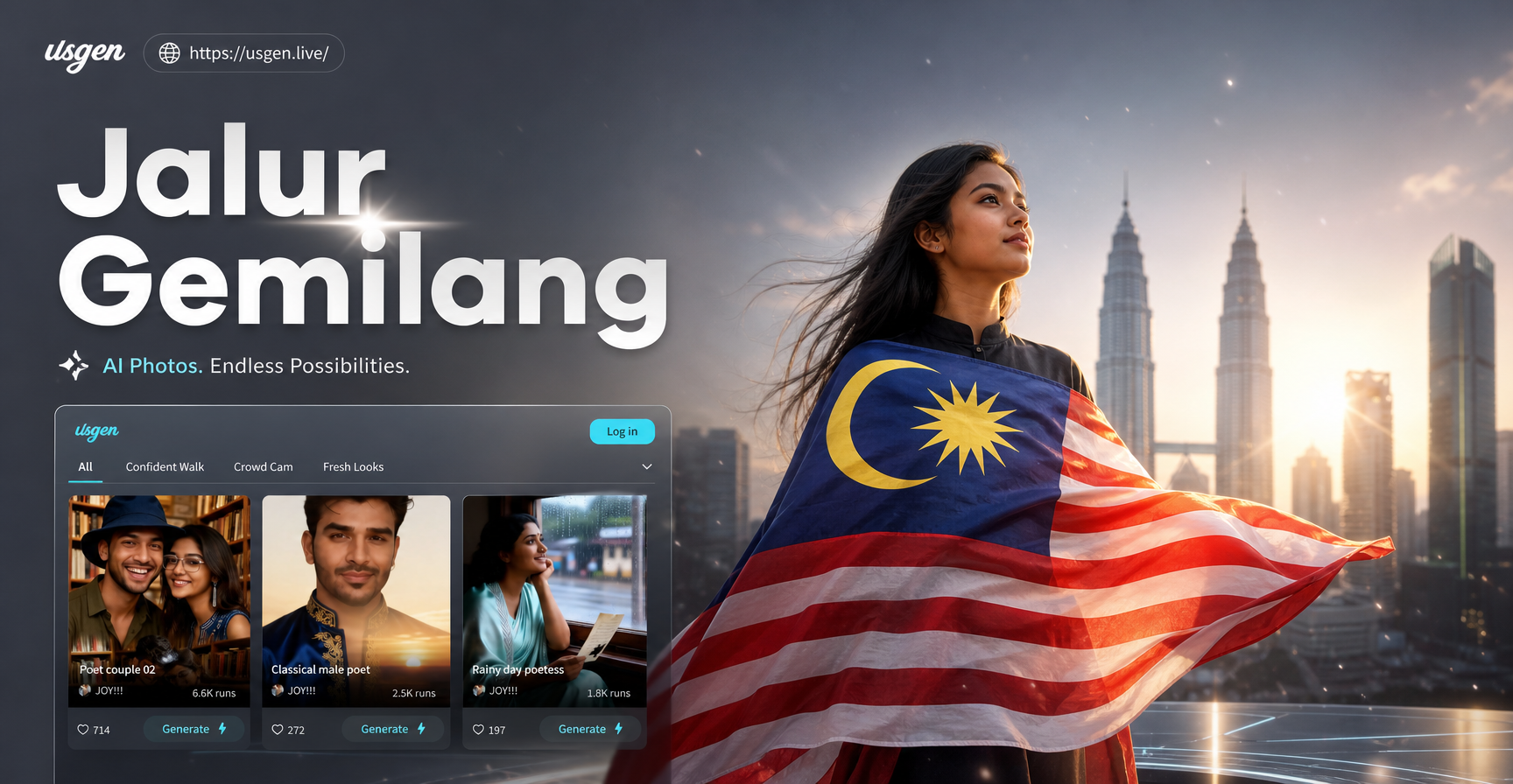 KI-Malaysia-Flaggenfotos erstellen: Jalur Gemilang-Stile
