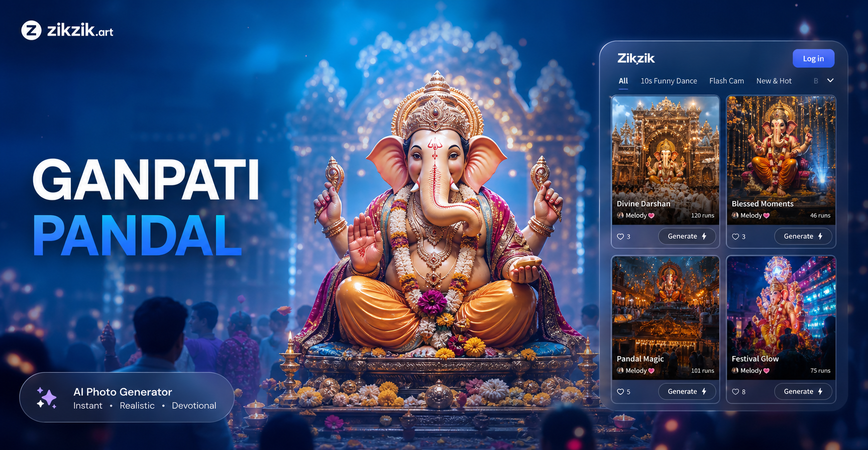 AI generated Ganpati pandal darshan photo example