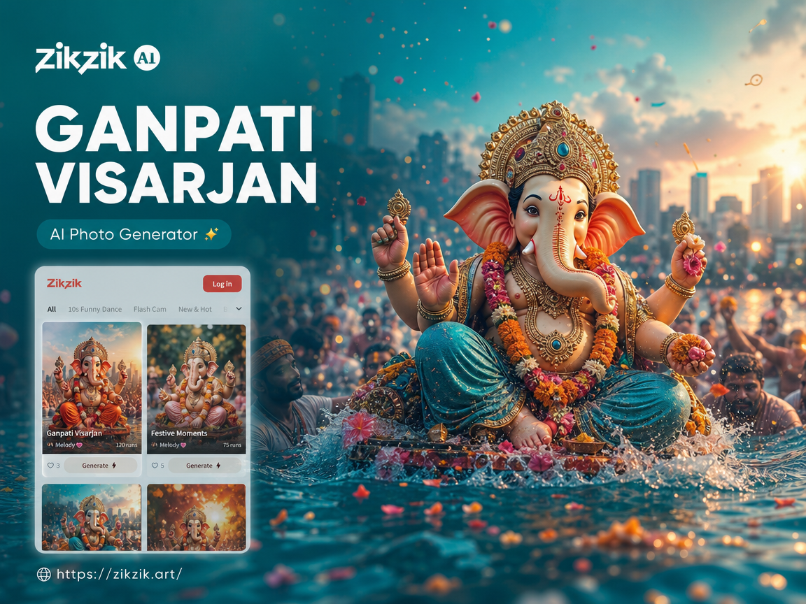 AI Ganesha Visarjan photo with sacred immersion effect