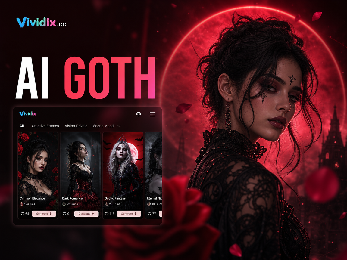 Düsteres Dark-Fantasy-Goth-Porträt, KI-generiert