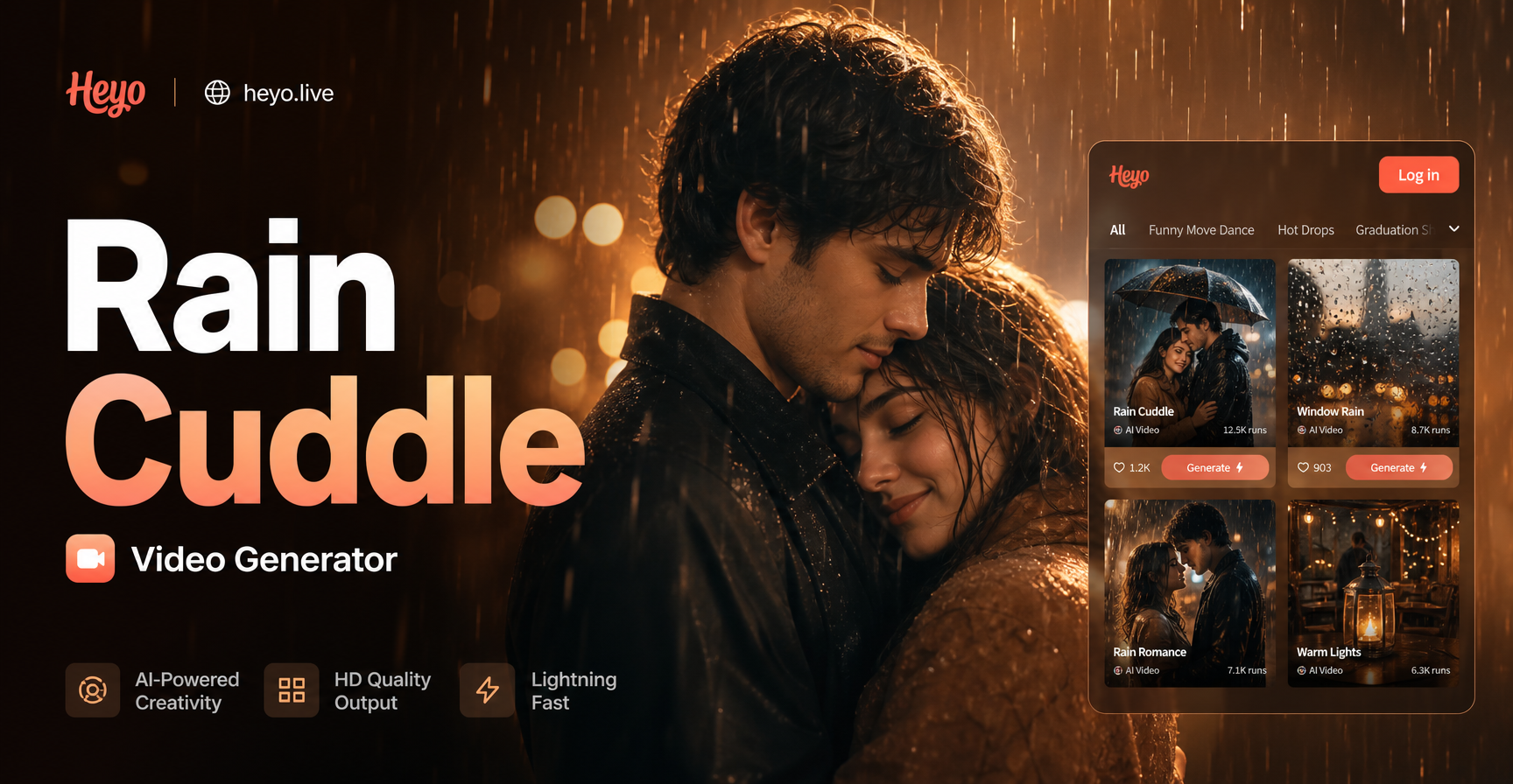 Romantic rain cuddle video example