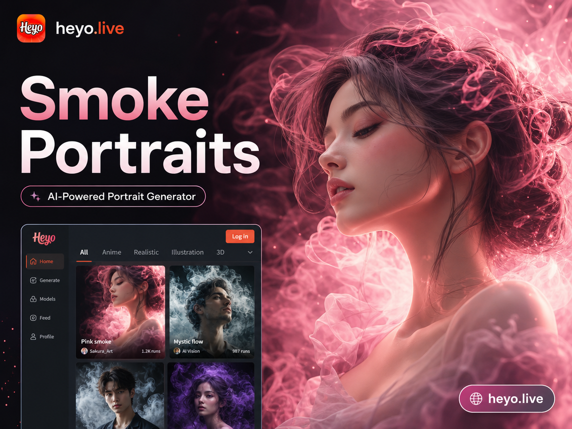 Smoke portrait example with wispy gray smoke