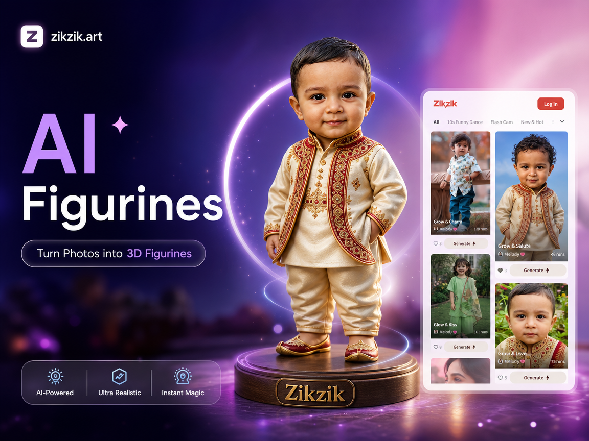 Cute 3D clay style AI figurine example