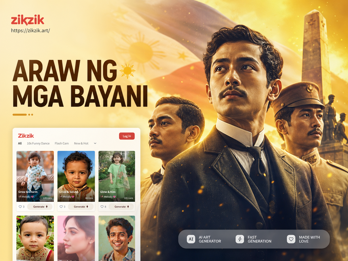 Poster AI pria Filipina dalam gaya heroik Jose Rizal