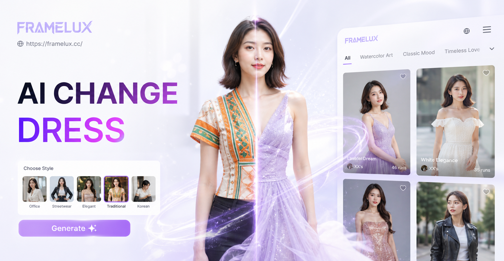 AI dress change before and after transformation