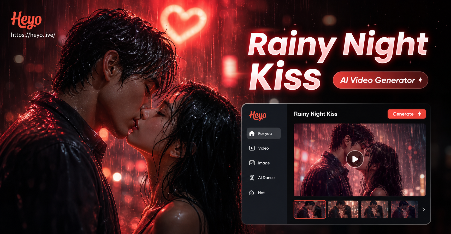 Create a Romantic Rain Kiss Video with AI Magic