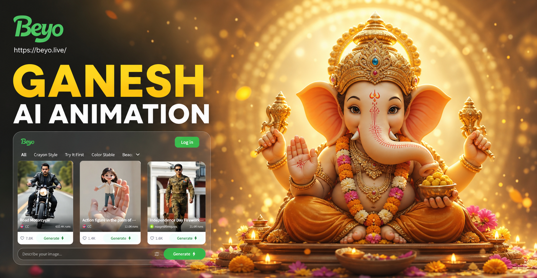 AI animated Ganesh idol video example