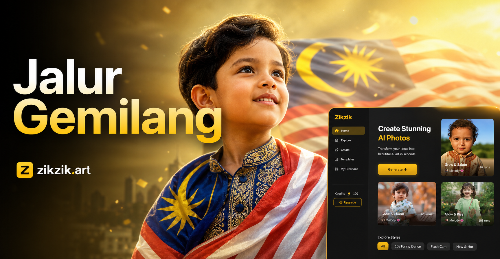 Buat Foto AI Bendera Malaysia dengan Filter AI