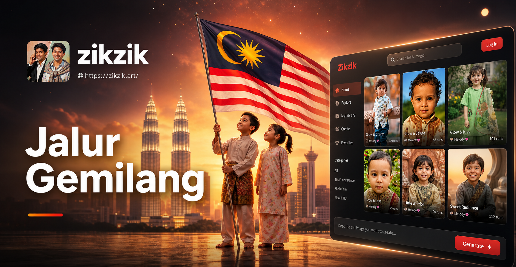Contoh transformasi foto AI Jalur Gemilang