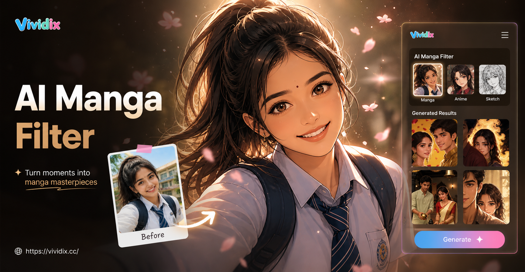 AI-Manga-Filter verwandelt ein Porträt in Anime-Kunst