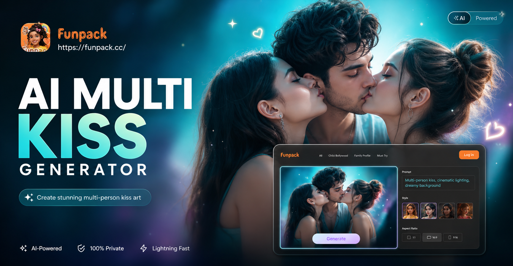 AI Multi Person Kiss Generator: Group Photo Kiss Effects
